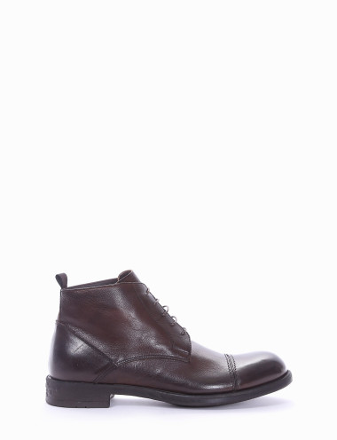 Botines tacón 2 cm marrón oscuro cuero
