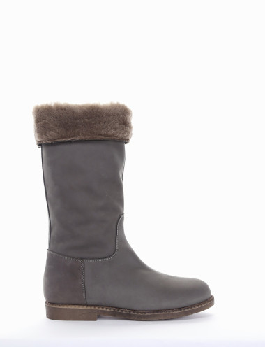 Botas de tacón bajo tacón 2 cm gris ante