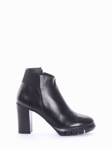 Botines de tacón alto tacón 9 cm negro cuero