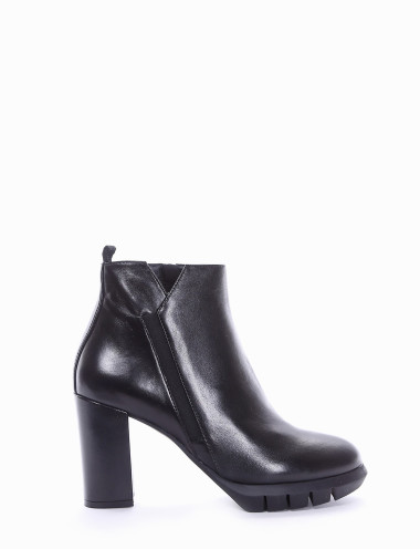 Botines de tacón alto tacón 9 cm negro cuero