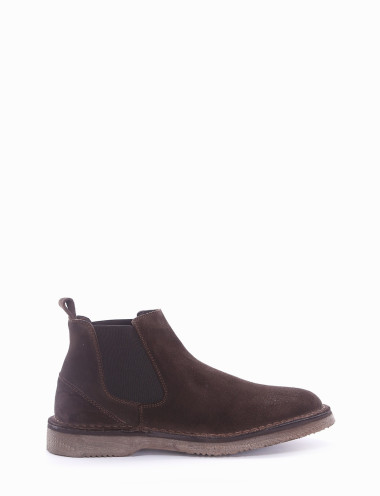 Botines tacón 2 cm marrón oscuro ante