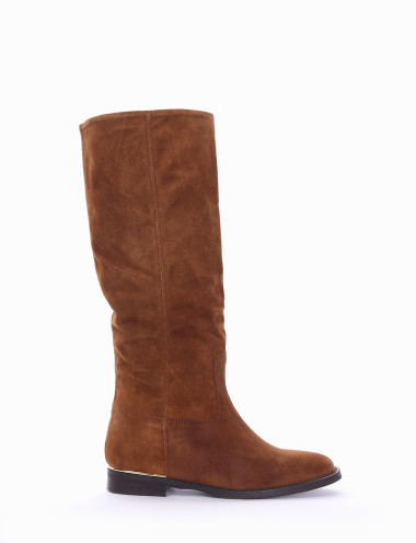 Low heel boots heel 2 cm brown chamois
