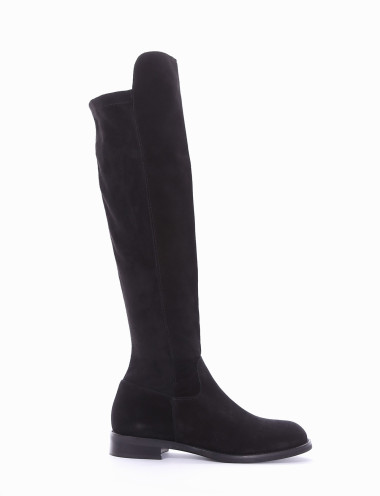 Low heel boots heel 2 cm black chamois