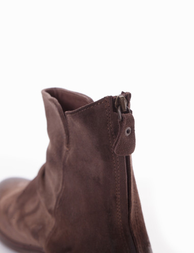 Botines de tacón bajo tacón 2 cm beis ante