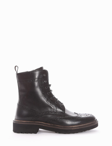 Botas militares tacón 2 cm negro cuero
