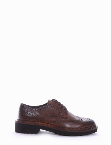 Zapatos de cordones tacón 2 cm marrón cuero