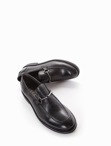 Mocasines tacón 2 cm negro cuero