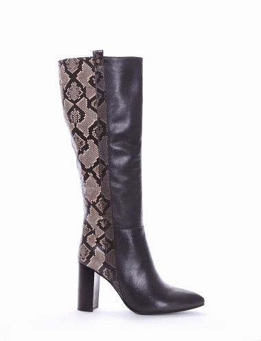 Botas de tacón alto tacón 8 cm gris cuero