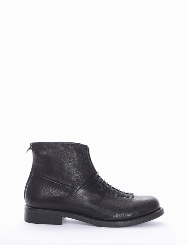 Botas militares tacón 2 cm negro cuero