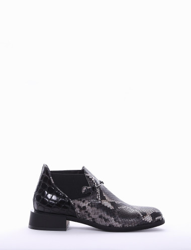 Botines de tacón bajo tacón 2 cm gris pitón