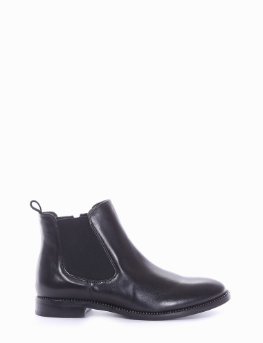 Botines de tacón bajo tacón 2 cm negro cuero