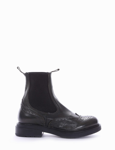 Low heel ankle boots heel 2 cm green leather