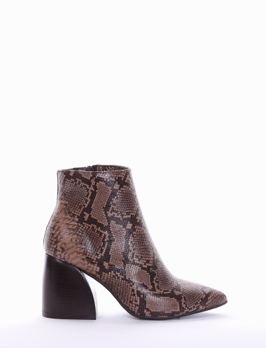 Botines de tacón alto tacón 5 cm marrón pitón