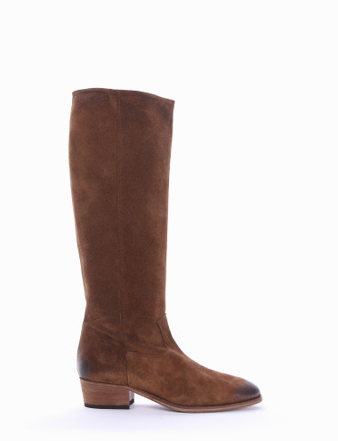 Low heel boots heel 2 cm brown chamois