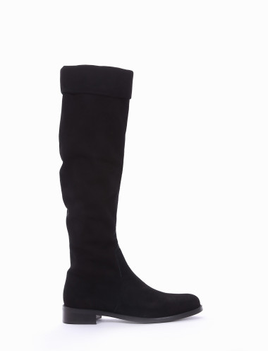 Botas de tacón bajo tacón 2 cm negro ante