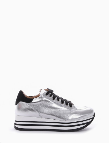 Zapatillas deportivas plata cuero
