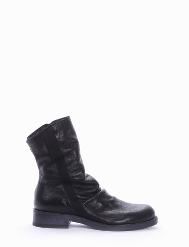 Botines de tacón bajo tacón 2 cm negro cuero