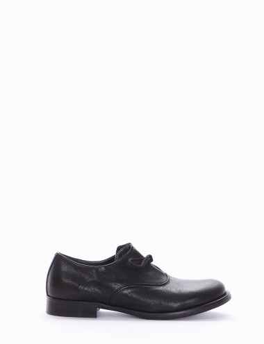 Zapatos de cordones tacón 2 cm negro cuero
