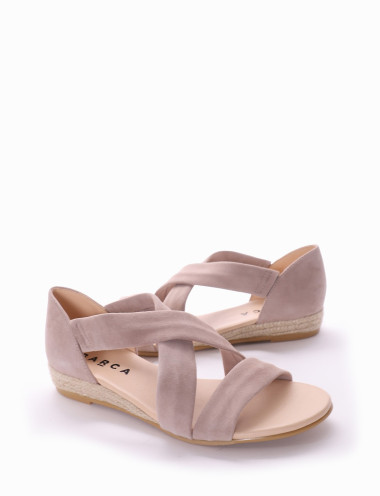 Sandalias de cuña tacón 3 cm beis ante