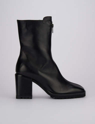 Botines de tacón alto tacón 5 cm negro cuero