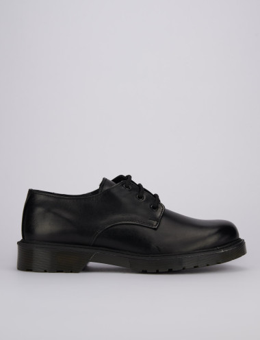 Zapatos de cordones tacón 1 cm negro cuero