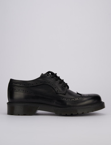Zapatos de cordones tacón 1 cm negro cuero
