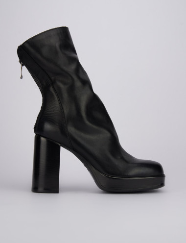 High heel ankle boots heel 10 cm black leather