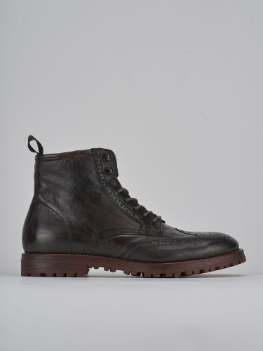 Botas militares marrón oscuro cuero