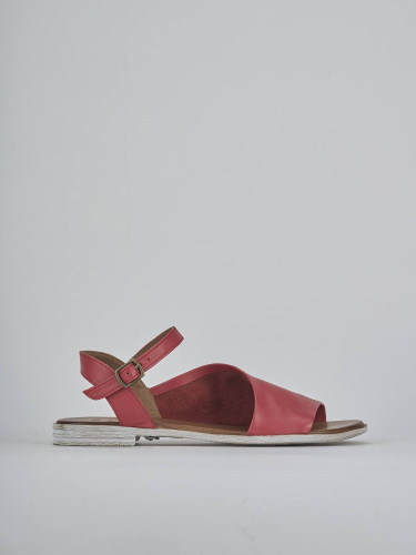 Low heel sandals heel 1 cm red leather