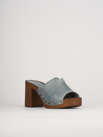 Wedge heels heel 7 cm light blue leather