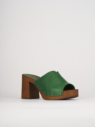 Wedge heels heel 7 cm green leather