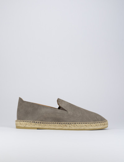 Espadrillas tacco 1cm camoscio grigio