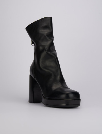 High heel ankle boots heel 10 cm black leather