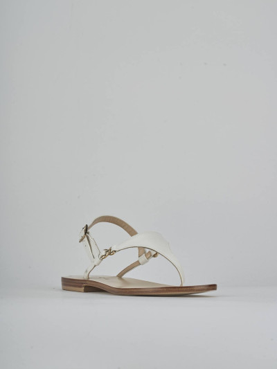 Sandalo infradito tacco 1 cm bianco pelle
