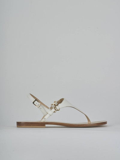 Sandalo infradito tacco 1 cm bianco pelle