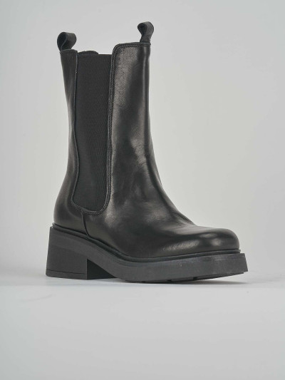 Stivaletti tacco 3cm pelle nero