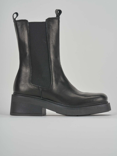 Stivaletti tacco 3cm pelle nero