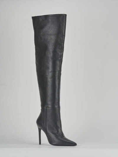 High heel boots heel 13 cm black leather