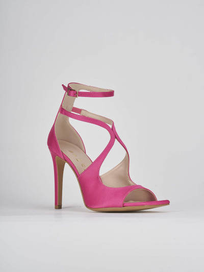 Sandalo tacco 9 cm rosa raso