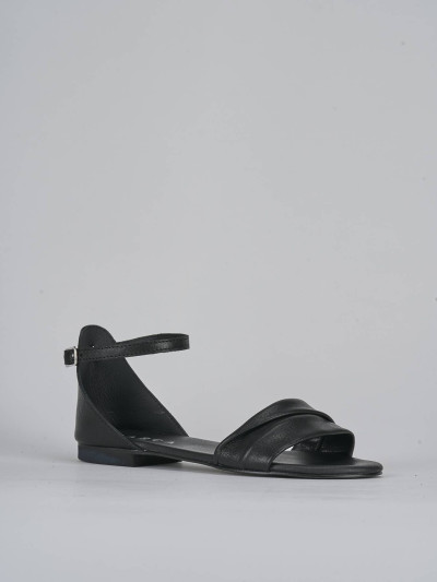 Sandalo tacco 1 cm nero pelle