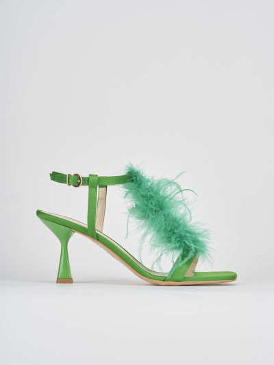 Sandali tacco 7cm pelle verde