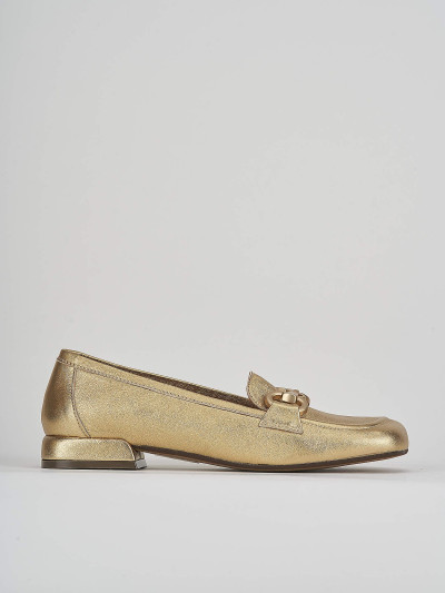 Mocassino tacco 2 cm oro pelle