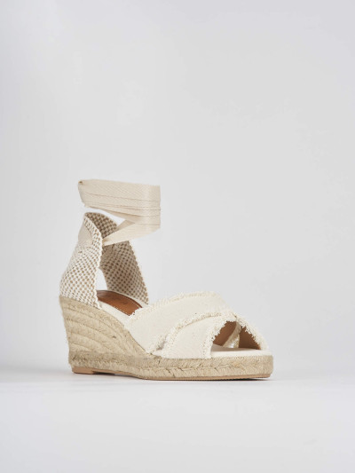 Espadrilla zeppa 6 cm bianco tessuto