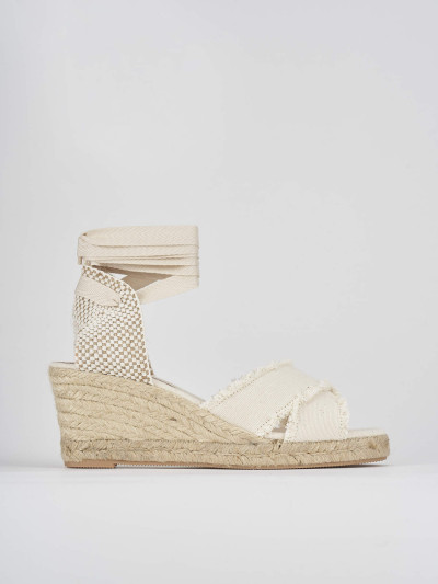 Espadrilla zeppa 6 cm bianco tessuto