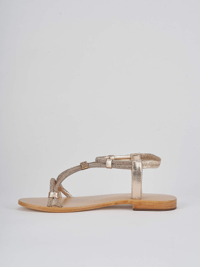 Sandali tacco 1cm oro pelle