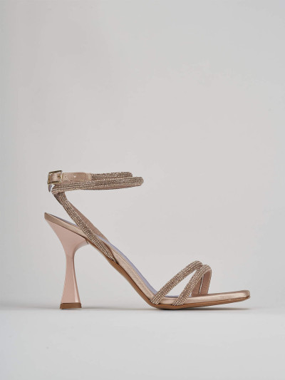 Sandalo tacco 9 cm beige raso