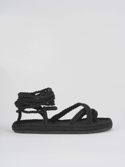 Sandali tacco 1cm tessuto nero