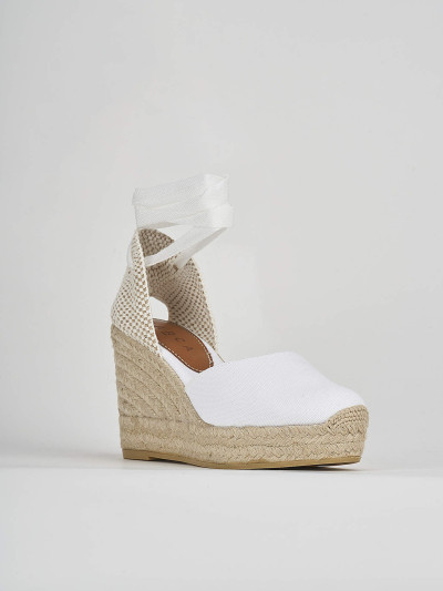 Espadrillas tacco 9cm tessuto bianco