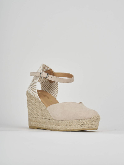 Espadrillas tacco 9cm camoscio beige