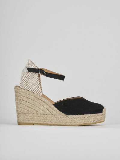 Espadrillas tacco 9cm camoscio nero